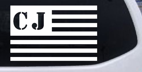 Jeep CJ in American USA Flag Right Off Road Car or Truck Window Decal Sticker (White)