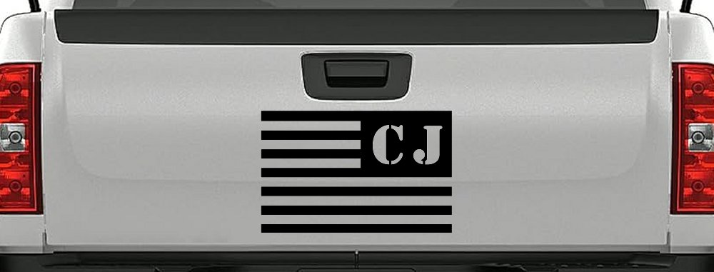 Jeep CJ American USA Flag Left Off Road Car or Truck Window Decal Sticker (Black)