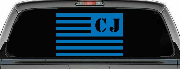 Jeep CJ American USA Flag Left Off Road Car or Truck Window Decal Sticker