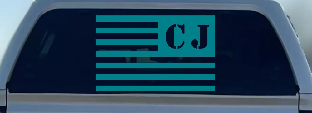 Jeep CJ American USA Flag Left Off Road Car or Truck Window Decal Sticker (Turquoise Blue)