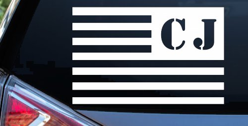 Jeep CJ American USA Flag Left Off Road Car or Truck Window Decal Sticker (White)