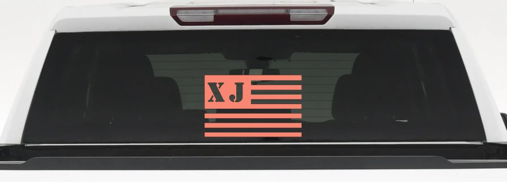 Jeep XJ American USA Flag Right Off Road Car or Truck Window Decal Sticker (Coral)