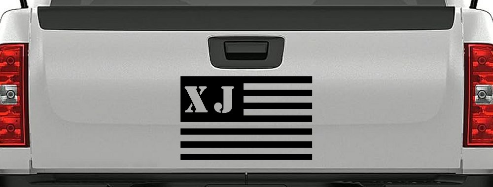 Jeep XJ American USA Flag Right Off Road Car or Truck Window Decal Sticker (Matte Black)