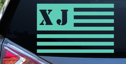 Jeep XJ American USA Flag Right Off Road Car or Truck Window Decal Sticker (Mint)