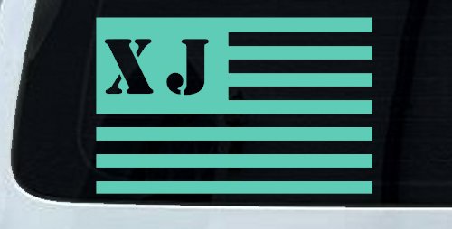 Jeep XJ American USA Flag Right Off Road Car or Truck Window Decal Sticker (Mint)