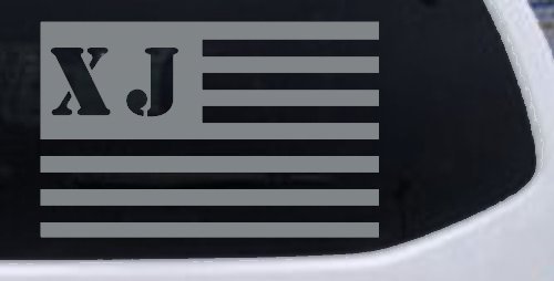Jeep XJ American USA Flag Right Off Road Car or Truck Window Vinyl Decal Sticker (Telegrey)