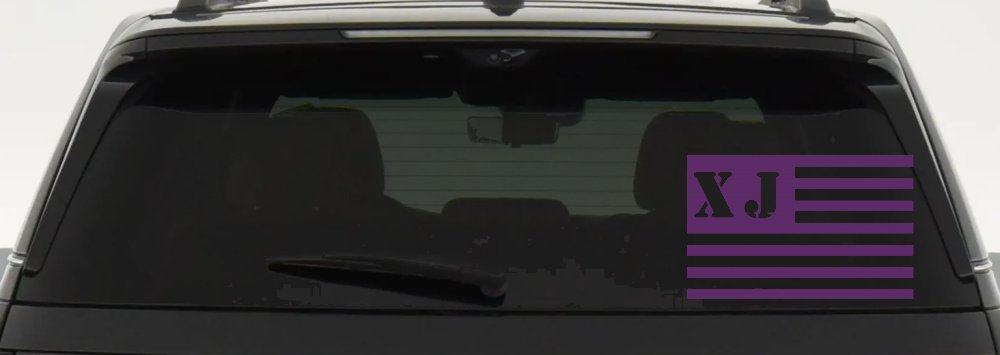 Jeep XJ American USA Flag Right Off Road Car or Truck Window Decal Sticker (Violet)