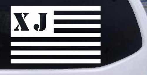 Jeep XJ American USA Flag Right Off Road Car or Truck Window Decal Sticker (White)