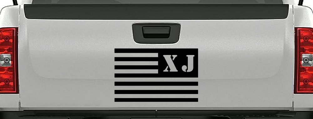 Jeep XJ American USA Flag Left Off Road Car or Truck Window Decal Sticker (Black)