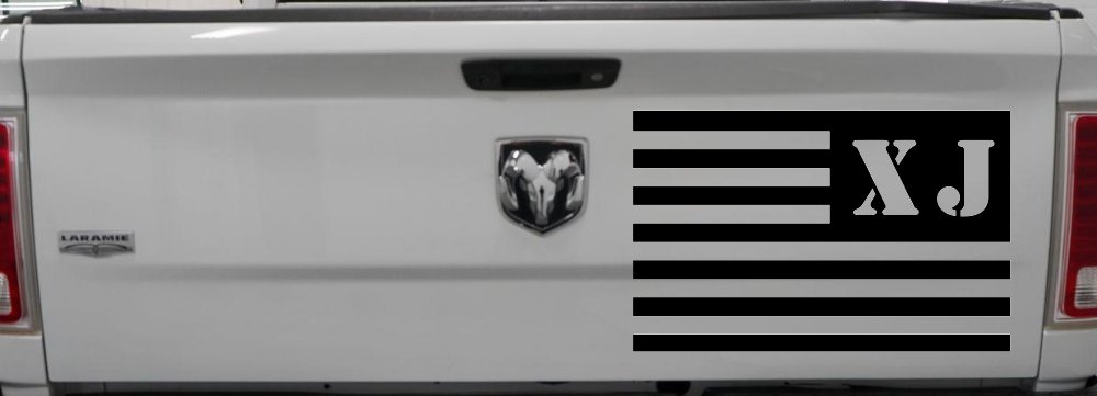 Jeep XJ American USA Flag Left Off Road Car or Truck Window Decal Sticker (Black)