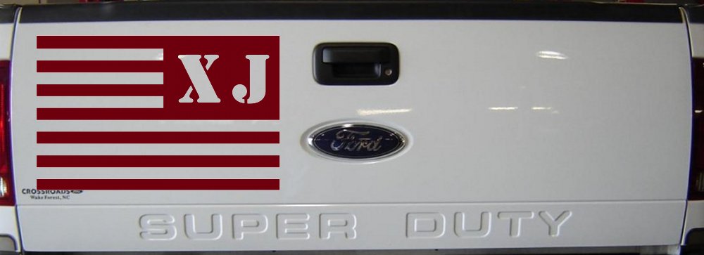 Jeep XJ American USA Flag Left Off Road Car or Truck Window Decal Sticker (Burgundy)