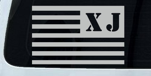 Jeep XJ American USA Flag Left Off Road Car or Truck Window Decal Sticker (Light Gray)