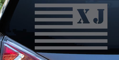 Jeep XJ American USA Flag Left Off Road Car or Truck Window Decal Sticker (Silver)