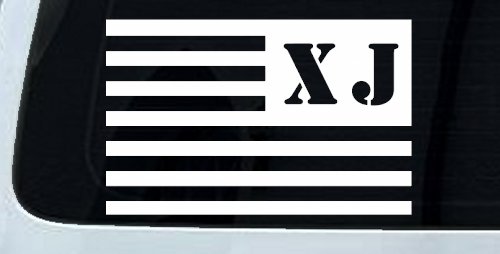 Jeep XJ American USA Flag Left Off Road Car or Truck Window Decal Sticker (White)