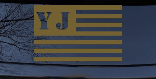 Jeep YJ American USA Flag Right Off Road Car or Truck Window Decal Sticker (Gold)