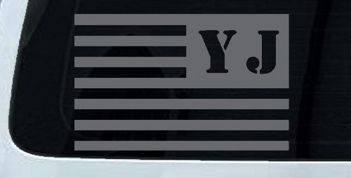 Jeep YJ American USA Flag Left Off Road Car or Truck Window Vinyl Decal Sticker (Silver)
