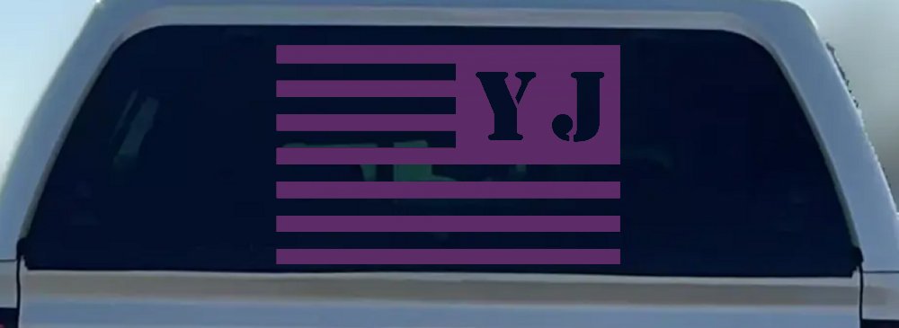 Jeep YJ American USA Flag Left Off Road Car or Truck Window Decal Sticker (Violet)