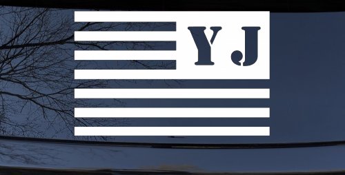 Jeep YJ American USA Flag Left Off Road Car or Truck Window Decal Sticker (White)