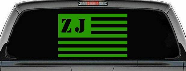 Jeep ZJ American USA Flag Right Off Road Car or Truck Window Decal Sticker (Lime)