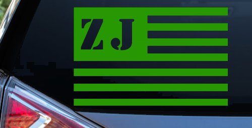Jeep ZJ American USA Flag Right Off Road Car or Truck Window Decal Sticker (Lime)