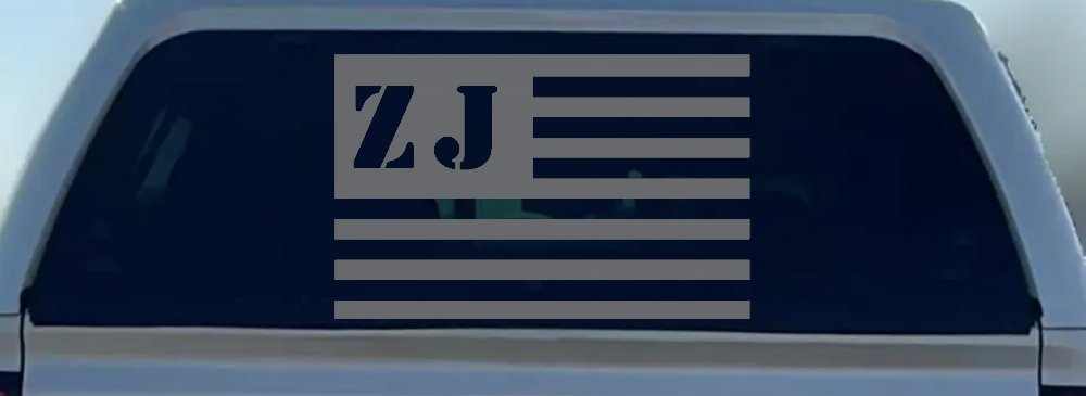 Jeep ZJ American USA Flag Right Off Road Car or Truck Window Vinyl Decal Sticker (Silver)