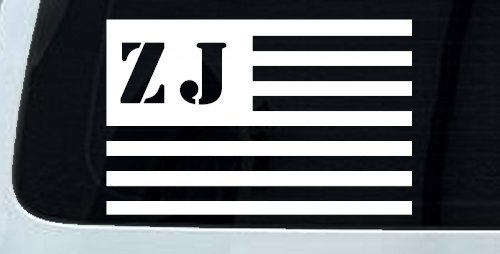 Jeep ZJ American USA Flag Right Off Road Car or Truck Window Decal Sticker (White)