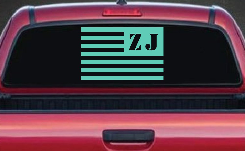 Jeep ZJ American USA Flag Left Off Road Car or Truck Window Decal Sticker (Mint)
