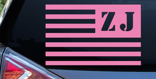 Jeep ZJ American USA Flag Left Off Road Car or Truck Window Decal Sticker (Pink)