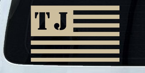 Jeep TJ American USA Flag Right Off Road Car or Truck Window Decal Sticker (Desert Sand)