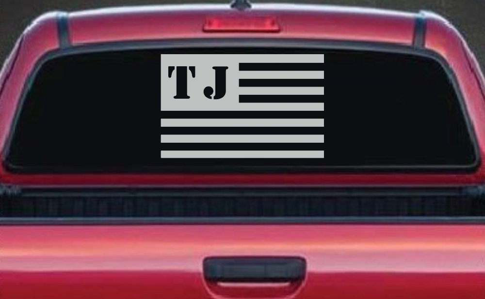 Jeep TJ American USA Flag Right Off Road Car or Truck Window Decal Sticker (Light Gray)