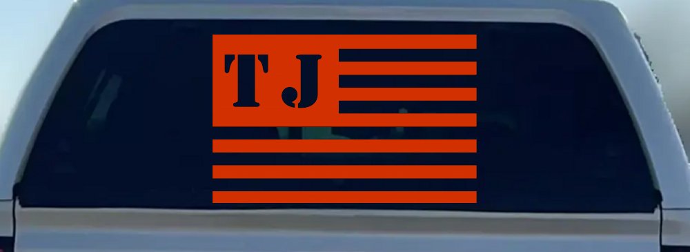 Jeep TJ American USA Flag Right Off Road Car or Truck Window Decal Sticker (Orange Red)