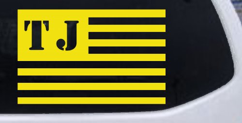 Jeep TJ American USA Flag Right Off Road Car or Truck Window Decal Sticker (Yellow)