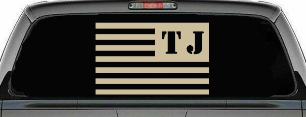 Jeep TJ American USA Flag Left Off Road Car or Truck Window Vinyl Decal Sticker (Desert Sand)