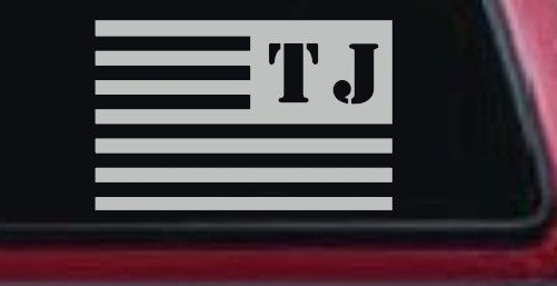 Jeep TJ American USA Flag Left Off Road Car or Truck Window Vinyl Decal Sticker (Light Gray)