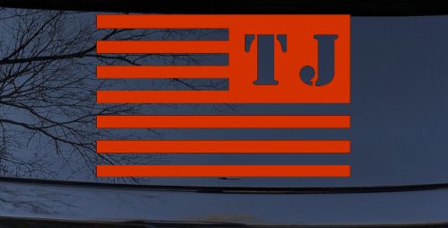 Jeep TJ American USA Flag Left Off Road Car or Truck Window Decal Sticker (Orange Red)