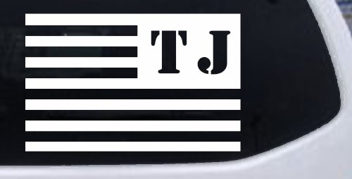 Jeep TJ American USA Flag Left Off Road Car or Truck Window Decal Sticker (White)