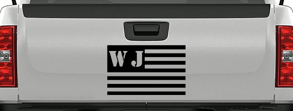 Jeep WJ American USA Flag Right Off Road Car or Truck Window Decal Sticker (Black)