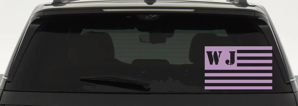 Jeep WJ American USA Flag Right Off Road Car or Truck Window Decal Sticker (Lilac)