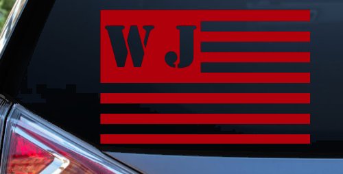 Jeep WJ American USA Flag Right Off Road Car or Truck Window Decal Sticker (Red)