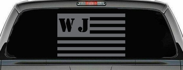 Jeep WJ American USA Flag Right Off Road Car or Truck Window Decal Sticker (Silver)