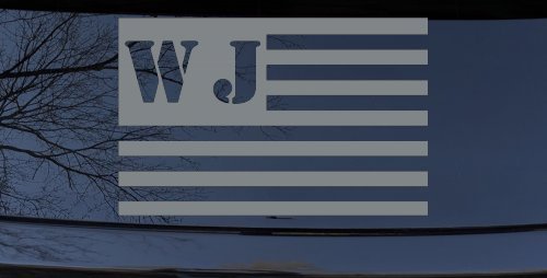 Jeep WJ American USA Flag Right Off Road Car or Truck Window Decal Sticker (Telegrey)