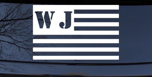 Jeep WJ American USA Flag Right Off Road Car or Truck Window Vinyl Decal Sticker (White)