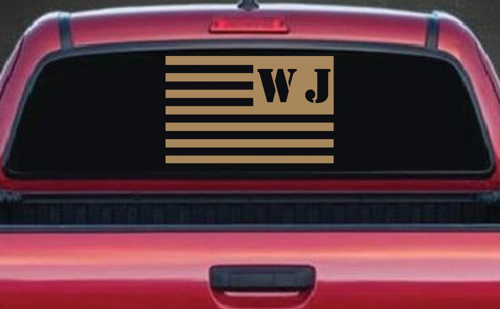 Jeep WJ American USA Flag Left Off Road Car or Truck Window Decal Sticker (Light Brown)