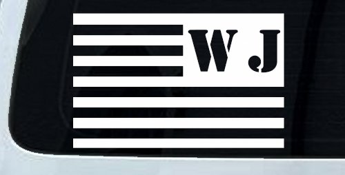 Jeep WJ American USA Flag Left Off Road Car or Truck Window Decal Sticker (White)