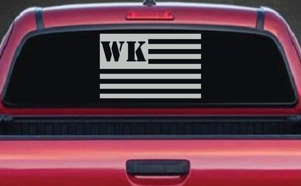 Jeep WK American USA Flag Right Off Road Car or Truck Window Decal Sticker (Light Gray)