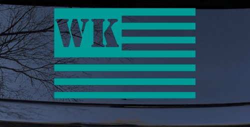 Jeep WK American USA Flag Right Off Road Car or Truck Window Decal Sticker (Turquoise)