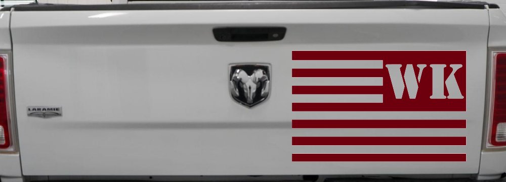 Jeep WK American USA Flag Left Off Road Car or Truck Window Decal Sticker (Burgundy)