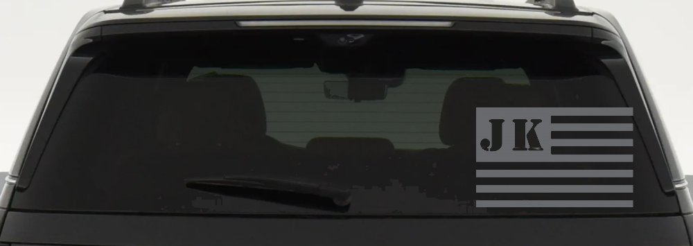 Jeep JK American USA Flag Right Off Road Car or Truck Window Decal Sticker (Silver)