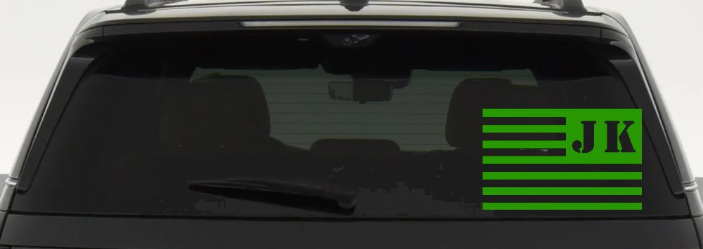 Jeep JK American USA Flag Left Off Road Car or Truck Window Vinyl Decal Sticker (Lime)