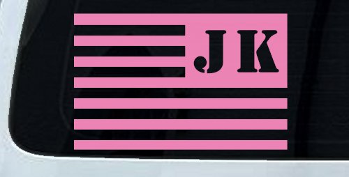 Jeep JK American USA Flag Left Off Road Car or Truck Window Decal Sticker (Pink)